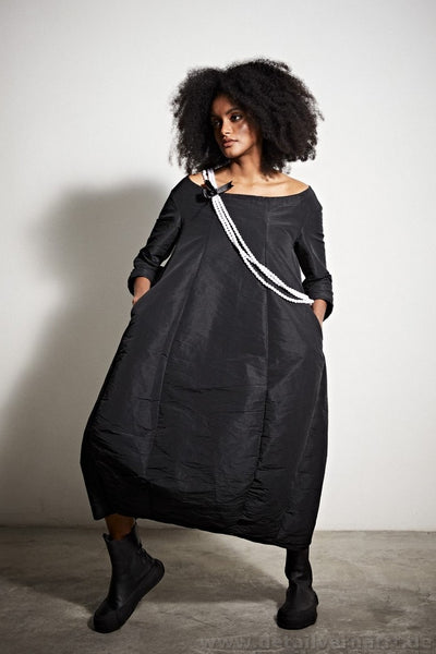 Pluslavie / Plü Ballon-Kleid in schwarz (black) - hochwertiger, fester Taft