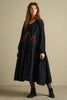 Ewa i Walla WINTER SPECIALS Kleid 55886 ALEXANDRA in schwarz mit Stickereien - reine Knitterbaumwolle