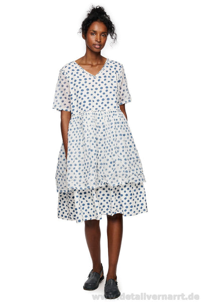 Ewa i Walla Kleid DINTI 55888 in weiß mit blauen Punkten (original) - reine Baumwolle 7