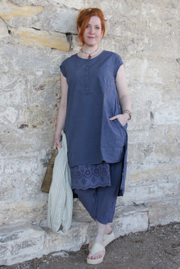 *Ewa i Walla Bluse LIS 44127 in blau (blue) - reine Baumwolle