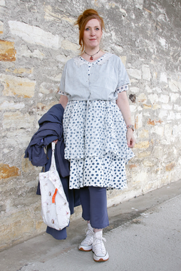 *Ewa i Walla Bluse LULA 44139 in hellblau zart kariert (original) - Baumwolle mit Leinen