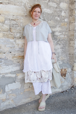 *Ewa i Walla Bluse LULA 44139 in hellblau zart kariert (original) - Baumwolle mit Leinen