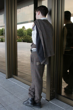 Ewa i Walla Men´s Collection Herrenhose 10002 MANFRED in Fischgrätmuster - reine Schafswolle