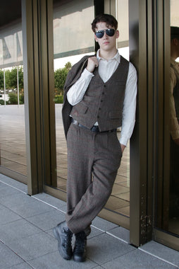 Ewa i Walla Men´s Collection Herrenhose 10002 MANFRED in Fischgrätmuster - reine Schafswolle