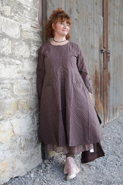 Ewa i Walla Kleid 55807 FILIPPA in rose-violett mit Punkten (dark mauve) - reine Knitterbaumwolle2