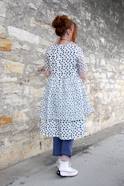 *Ewa i Walla Kleid DINTI 55888 in weiß mit blauen Punkten (original) - reine Baumwolle