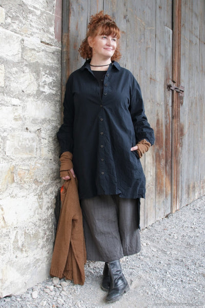 Ewa i Walla Opa-Hemd/Bluse 44935 LOVIS in vintage schwarz - reine Knitterbaumwolle4