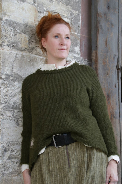 Ewa i Walla Pullover 44991 GURLI im satten oliv (olive) - superfeine Alpakawolle