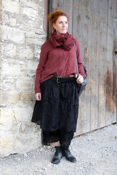 Ewa i Walla Schal 77599 GUNILLA in burgunder rot (burgundy) - reine Baumwolle mit feiner Stickerei