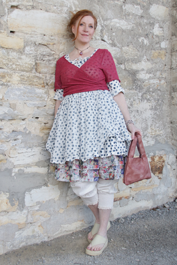 *Ewa i Walla Tunika LICIA 44142 in weiß mit blauen Punkten (original) - reine Baumwolle