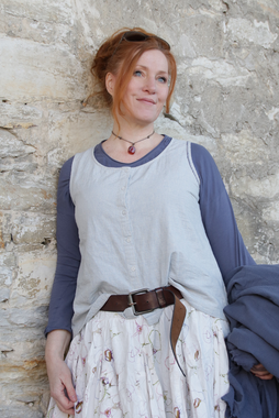 *Ewa i Walla Top ELIZA 33395 in hellblau zart kariert (original) - Baumwolle mit Leinen