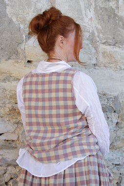 *Ewa i Walla Top LYKKE 33396 Karomuster in rosé-blau (original) - reine Baumwolle