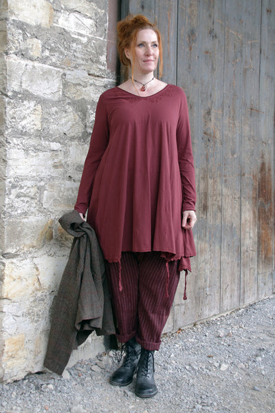 Ewa i Walla Tunika 44986 DANIA in burgunder rot (burgundy) - softer Jersey aus reiner Baumwolle