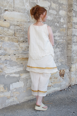*Ewa i Walla Tunika DORTHY 33394 in naturweiß mit Goldstreifen - reine Baumwolle