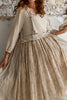 Les Ours Kleid MANDARINE in sand mit Streifen in hellgrau (striped linen) - softes Leinen2