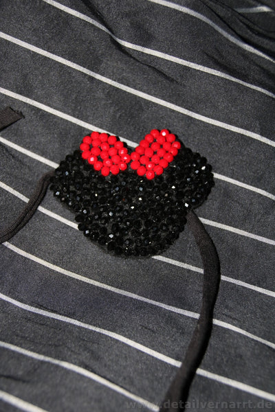 Pluslavie / Plü süßes Maus Armband / Fußband in schwarz mit roter Schleife