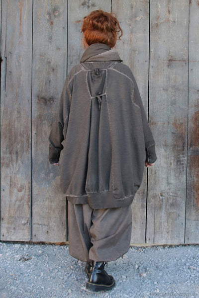 Pluslavie / Plü kuschelweiches Sweatshirt in schocolate zum Binden - reine Baumwolle