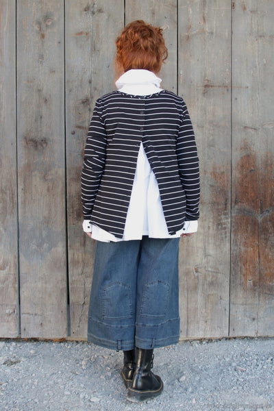 Pluslavie / Plü Shirt mit Knopfleiste in schwarz mit Streifen - Baumwolle & Elasthan1