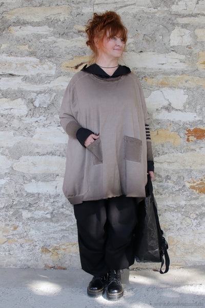 Pluslavie / Plü Sweatshirt mit gummierten Print in latte/schoko - kuschelweiche Baumwolle