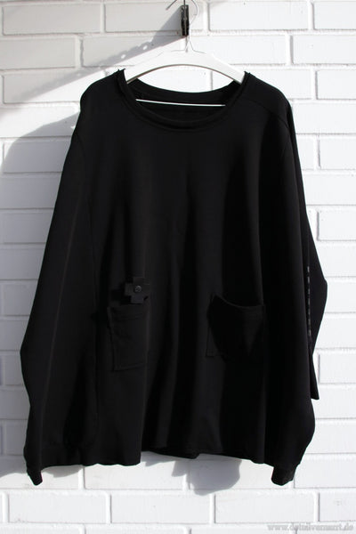 Pluslavie / Plü Sweatshirt mit gummierten Print in schwarz (black) - kuschelweiche Baumwolle